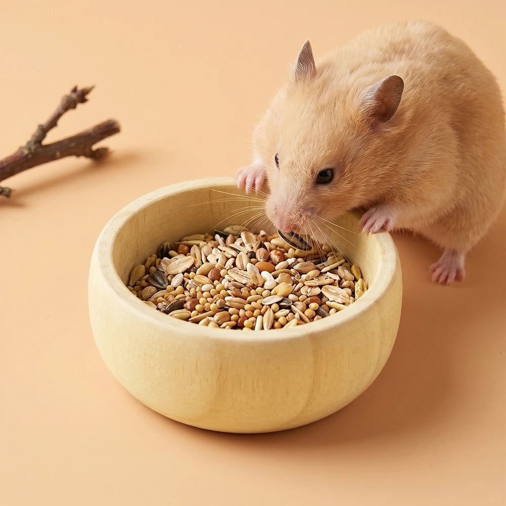 Wooden Pet Feeding Bowl For Hamsters Gerbils And Mice