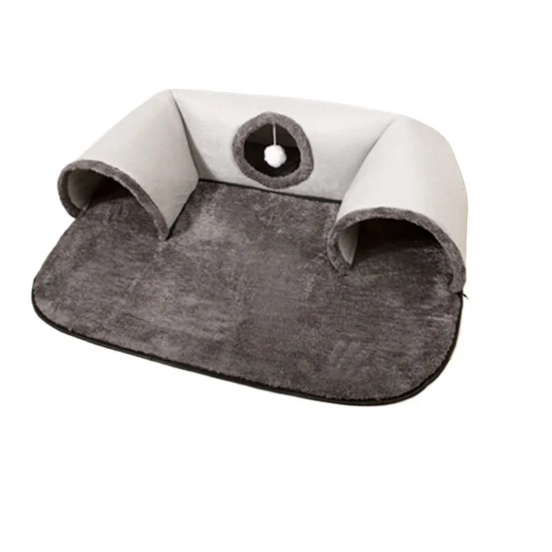 Premium Washable Cat Tunnel Bed With Rolling Cozy Nest Design