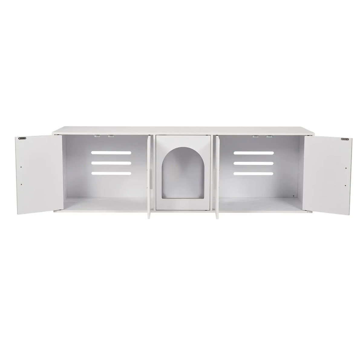 Modern Hidden Cat Litter Box Enclosure With Dual Chamber Design