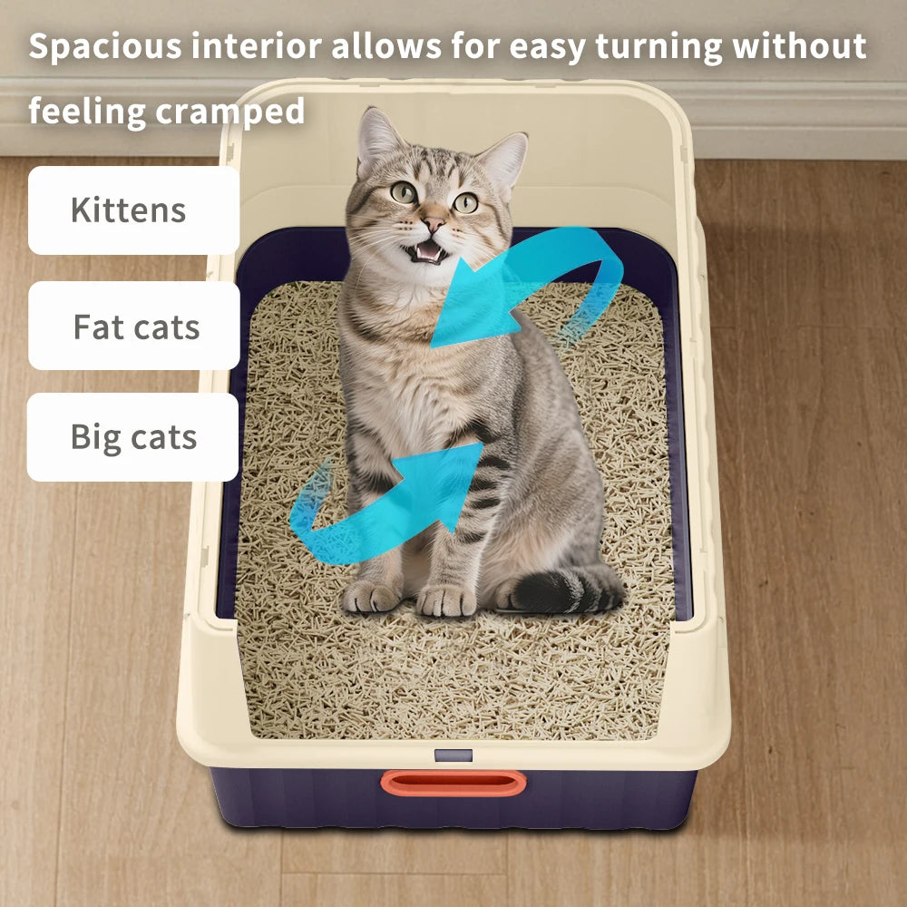 Covered Cat Litter Box Featuring Leak Resistant Pull Out Drawer