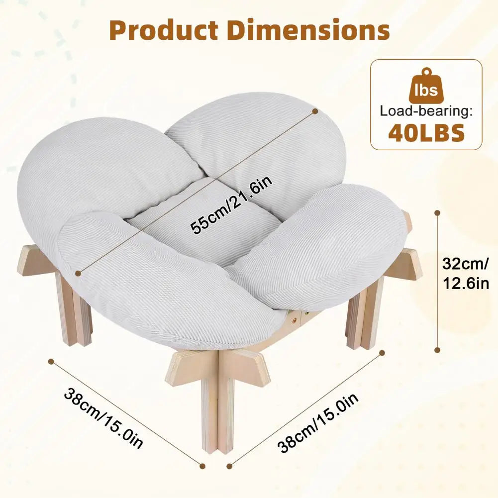Elevated Wooden Cat Bed With Fluffy Removable Petal Cushion