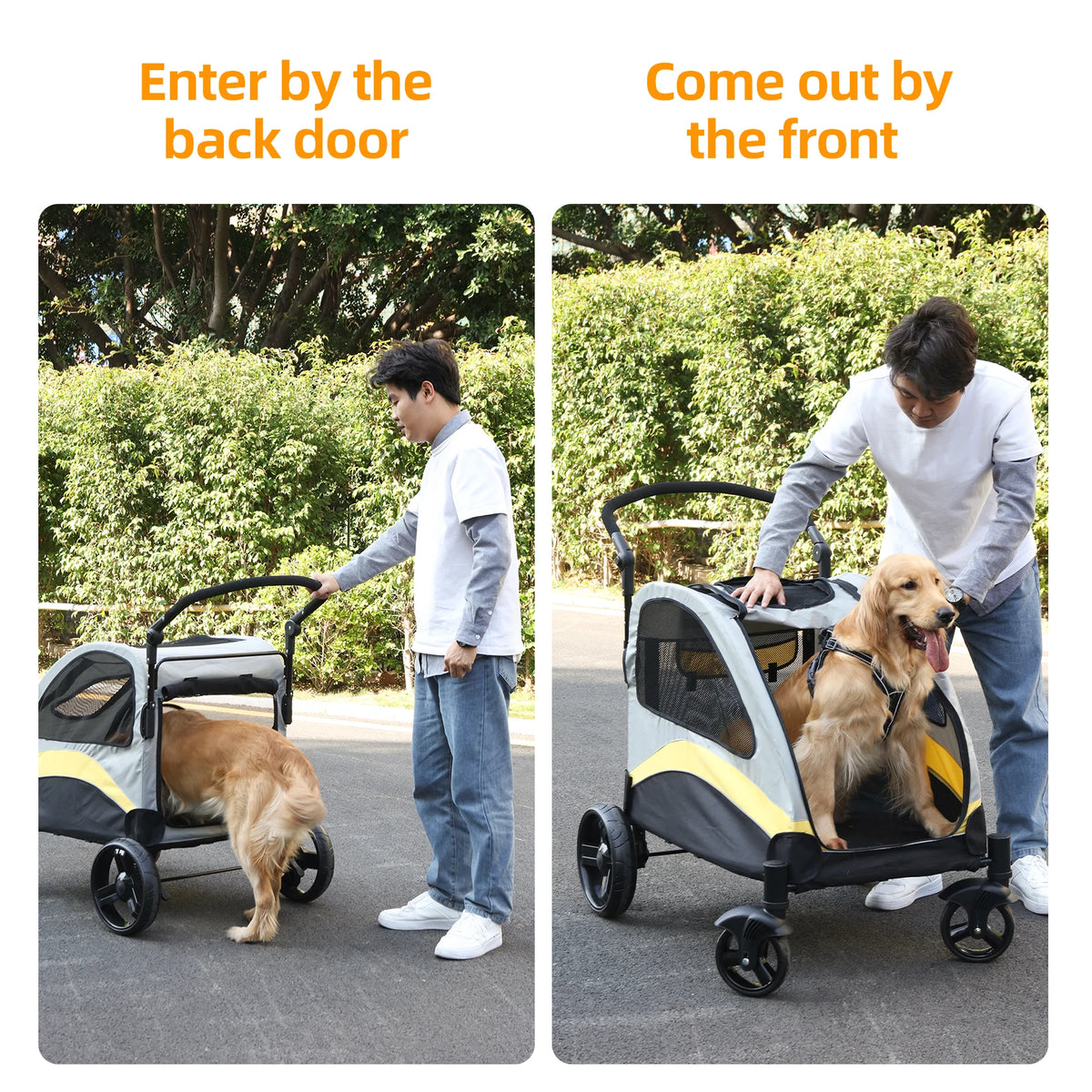 BINGOPAW Foldable 4 Wheel Double Dog Stroller Pet Carrier