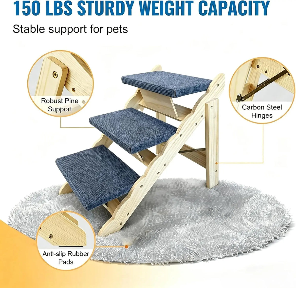 Garvee Wooden Pet Stairs And Foldable Ramp For Indoor Use