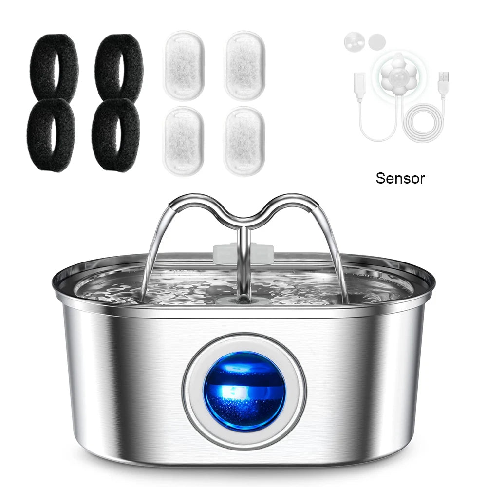 Continuous Circulating Stainless Steel Automatic Cat Water Fountain