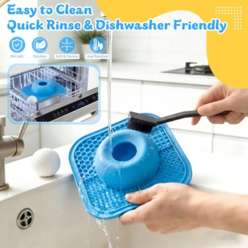 Slow Feeder Dog Lick Bowl With Anti Slip Interactive Ball