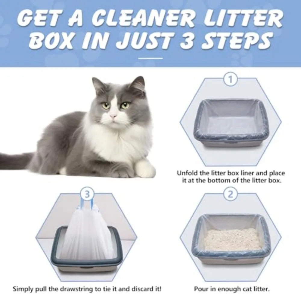 Premium Cat Litter Box Liners With Odor Barrier And Drawstring