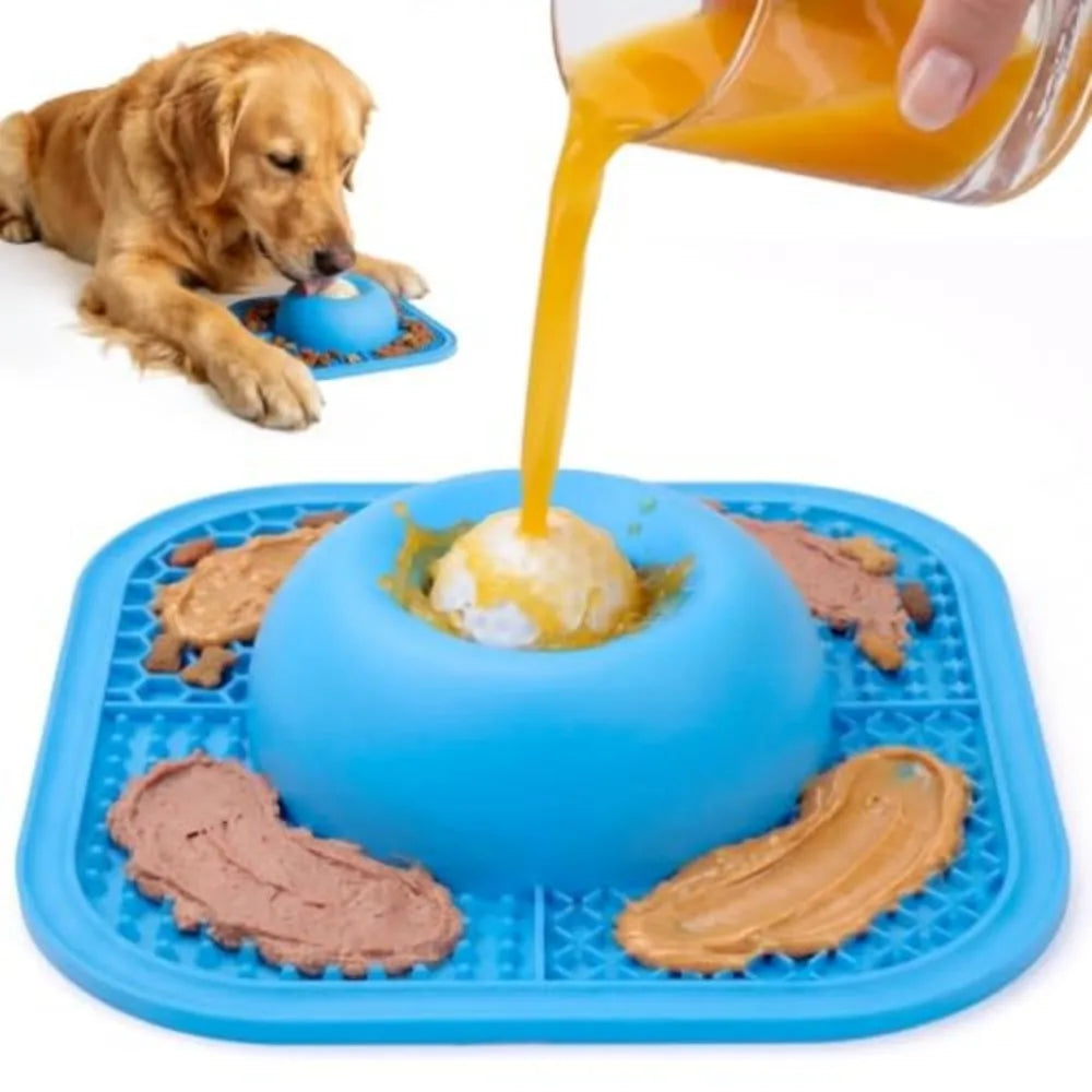 Slow Feeder Dog Lick Bowl With Anti Slip Interactive Ball
