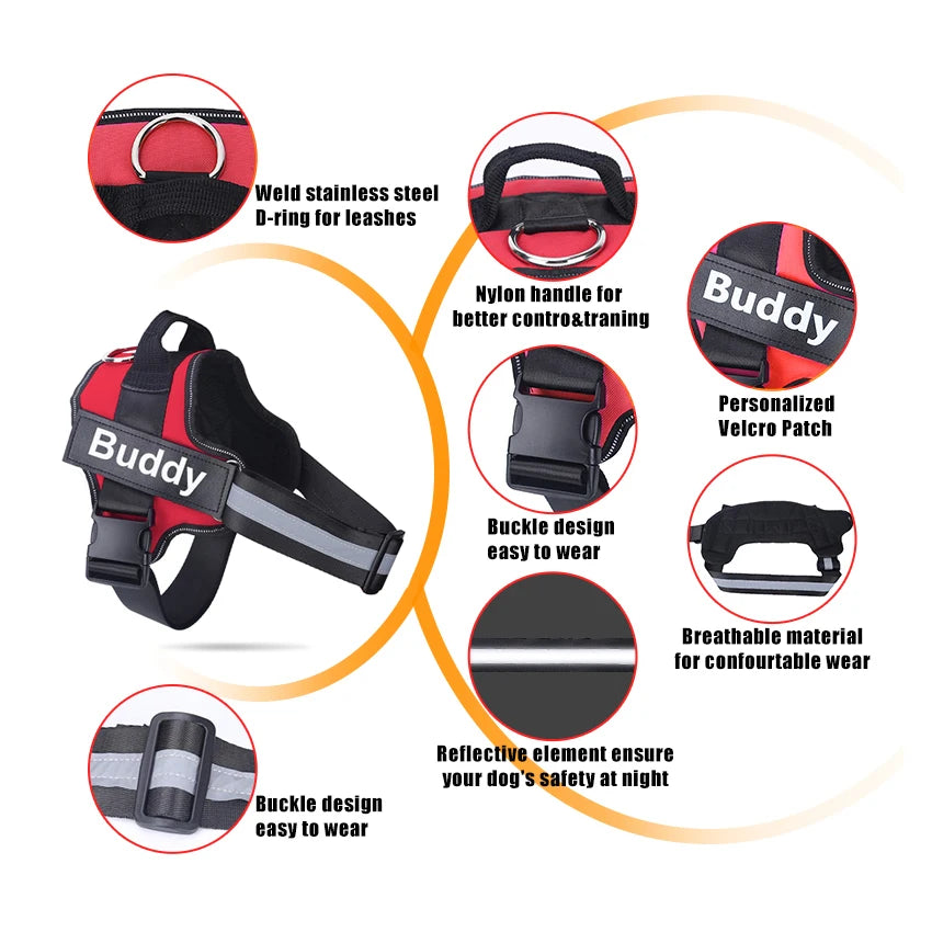 Bolux Adjustable No Pull Dog Harness Vest With Leash Set