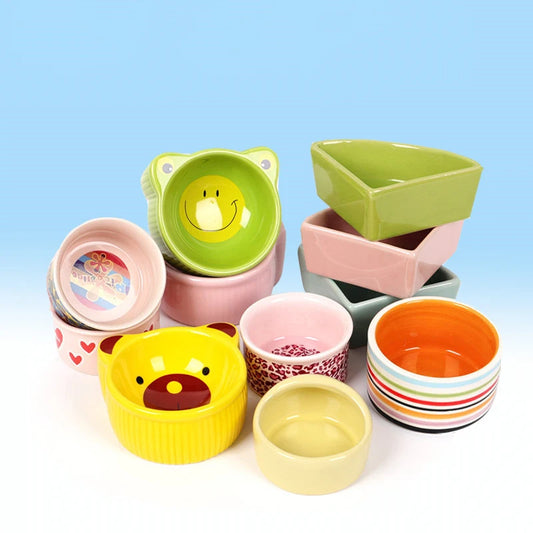 Ceramic Anti Rollover Feeding Bowl For Small Pets And Chinchillas