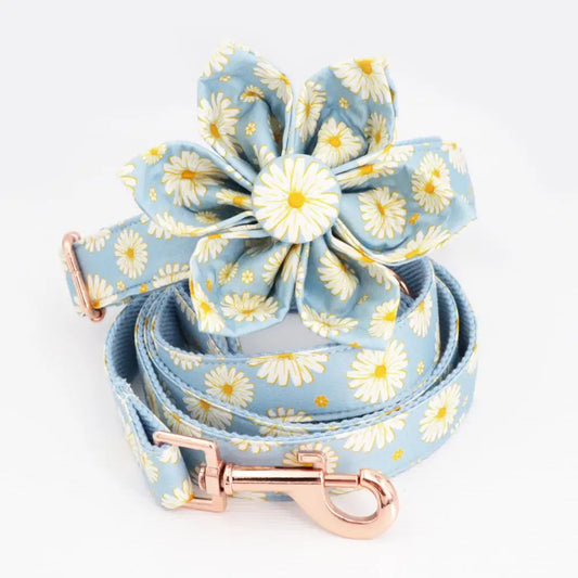 Free Sunday Floral Cotton Dog Collar And Matching Leash Set