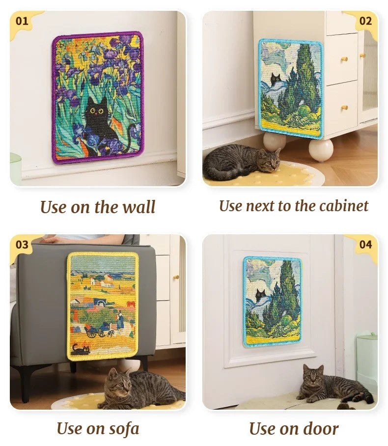 Wall Mounted Sisal Cat Scratch Pad Decompression Toy Board