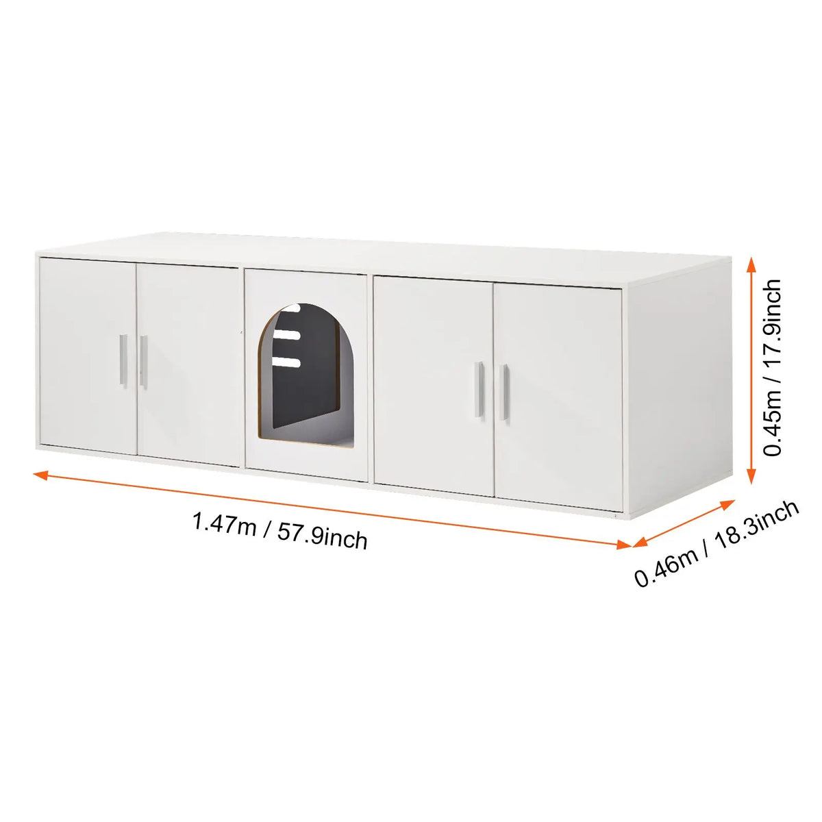 Modern Hidden Cat Litter Box Enclosure With Dual Chamber Design