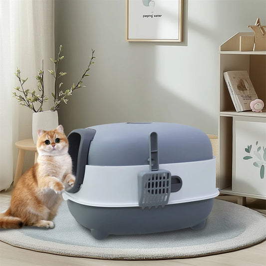 Hooded Front Entry Cat Litter Box With Scoop And Pan