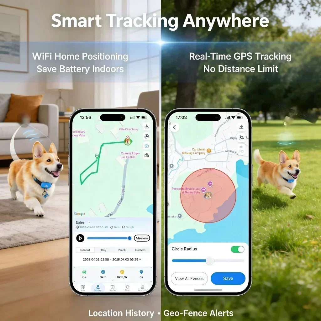 Wanwaytech 4G Pet Tracker Real-Time Tracking IP67 Waterproof WiFi Sim