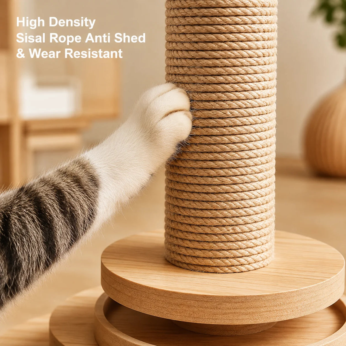 Durable Sisal Cat Scratching Post With Integrated Climbing Frame