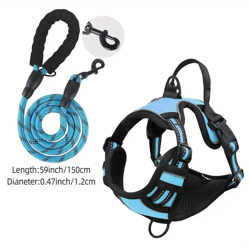 JTPAWS Reflective Service Dog Harness With Front Clip Handle