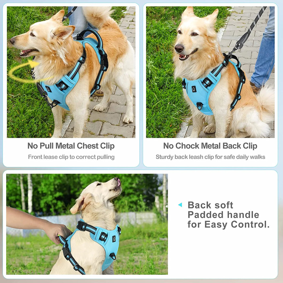 Adjustable Soft Padded No Pull Dog Harness with Control Handle