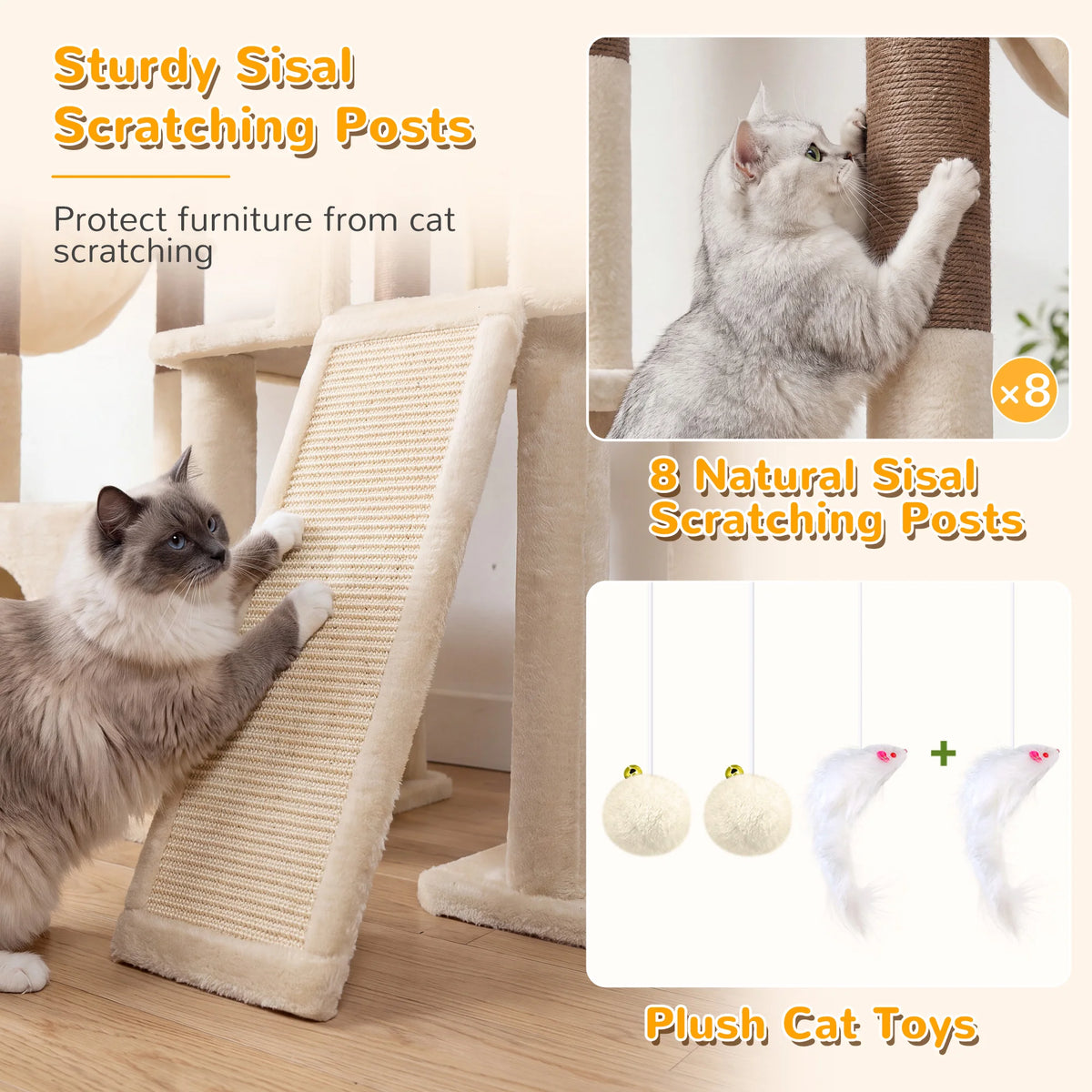 Globlazer Multi Tier Cat Climbing Tower With Sisal Posts And Hammocks