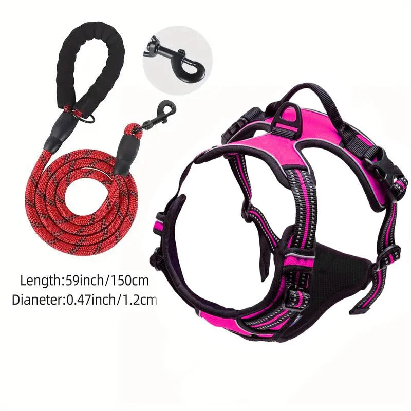 JTPAWS Reflective Service Dog Harness With Front Clip Handle
