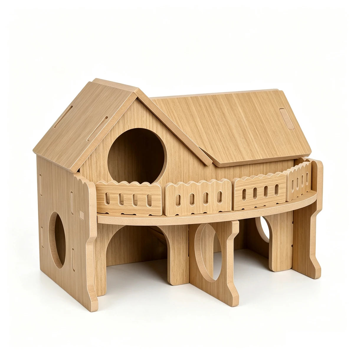 Wooden Hamster Villa MultiChamber Small Pet Hideout Shelter