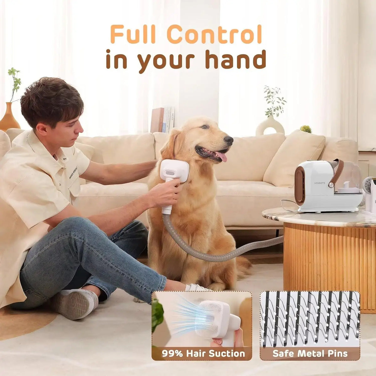 Premium Dog Grooming Vacuum Kit With Quiet Clippers And Brush
