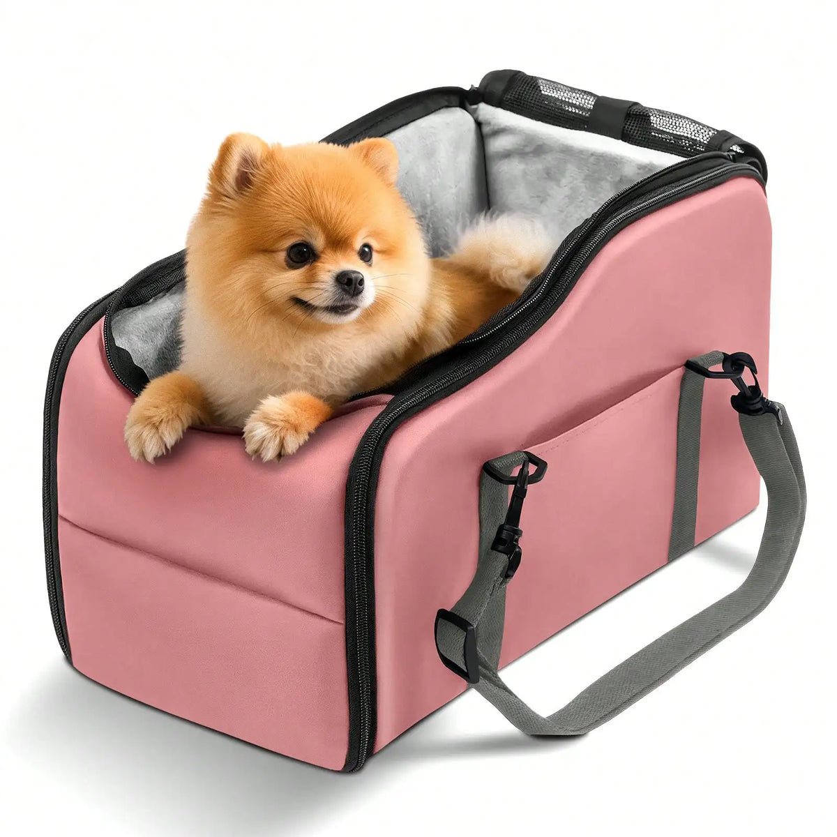 Center Console Pet Car Seat With Removable Plush Liner