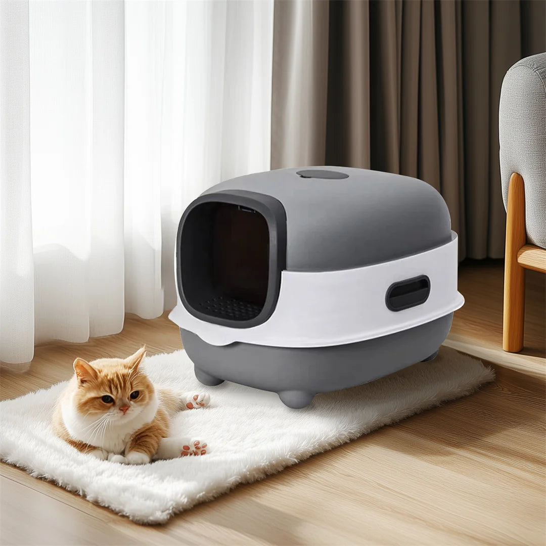 Hooded Front Entry Cat Litter Box With Scoop And Tray