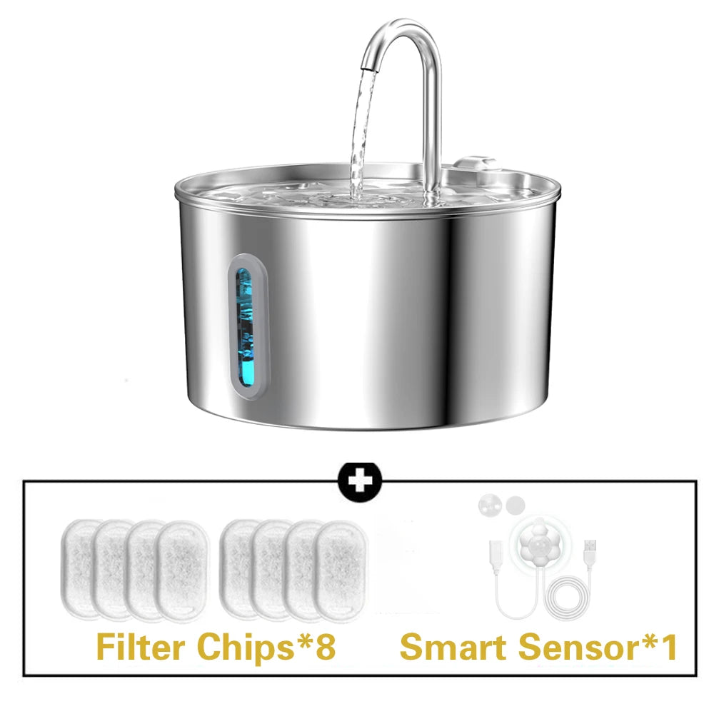 Stainless Steel Cat And Dog Water Fountain With Silent Operation