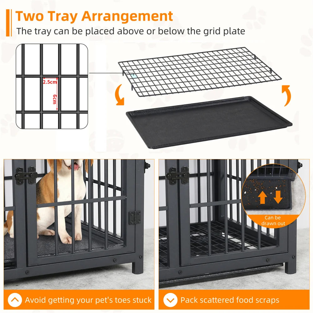 Borwart Elevated Wooden Dog Crate Furniture Style Kennel