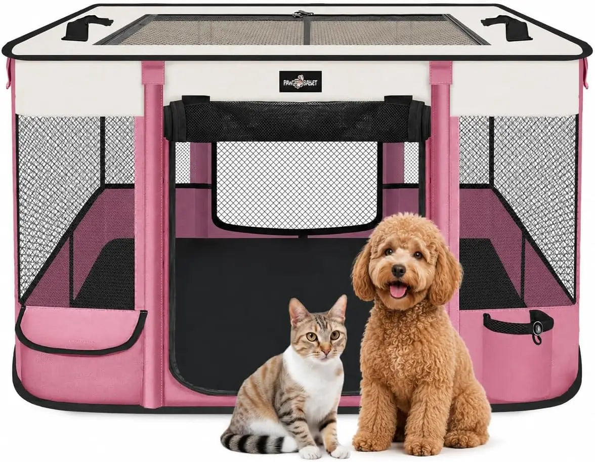 Premium Foldable Waterproof Pet Playpen With Retractable Sunshade