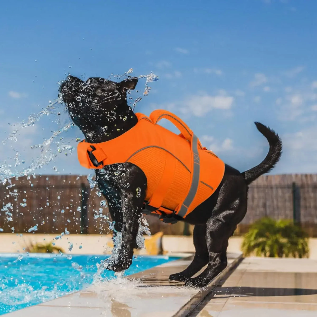 Durable Dog Life Jacket High Buoyancy With Rescue Handle Reflective