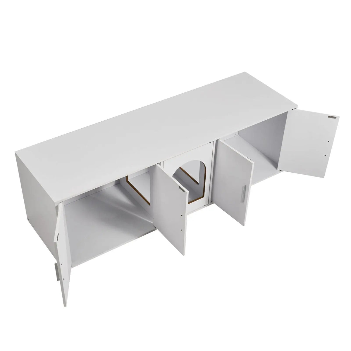Modern Hidden Cat Litter Box Enclosure With Dual Chamber Design