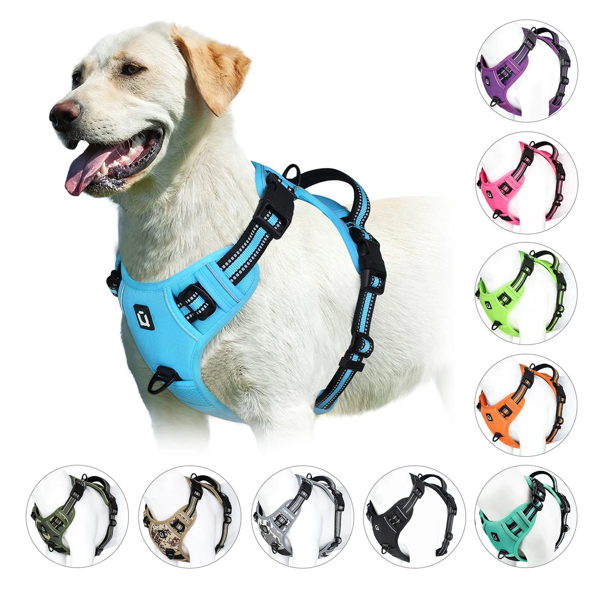 Adjustable Soft Padded No Pull Dog Harness with Control Handle