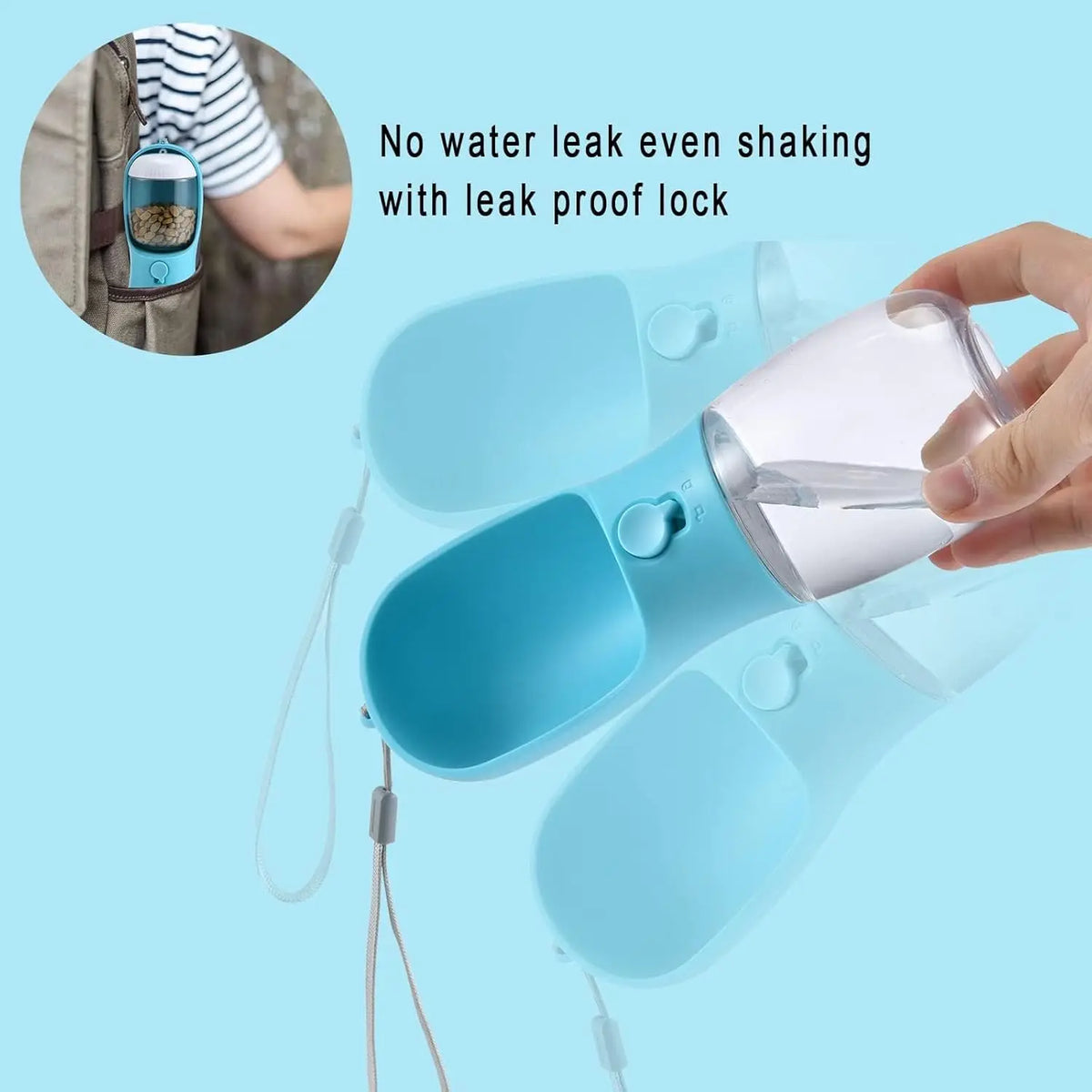 Portable Dog Water Bottle With Food Container For Travel