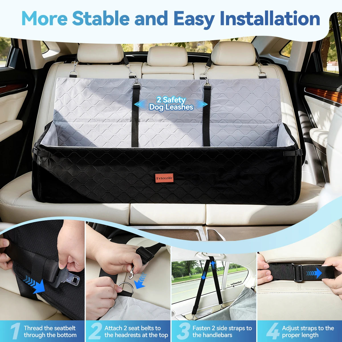 Multipurpose Nylon Dog Car Seat With Thick Cushion And Leashes