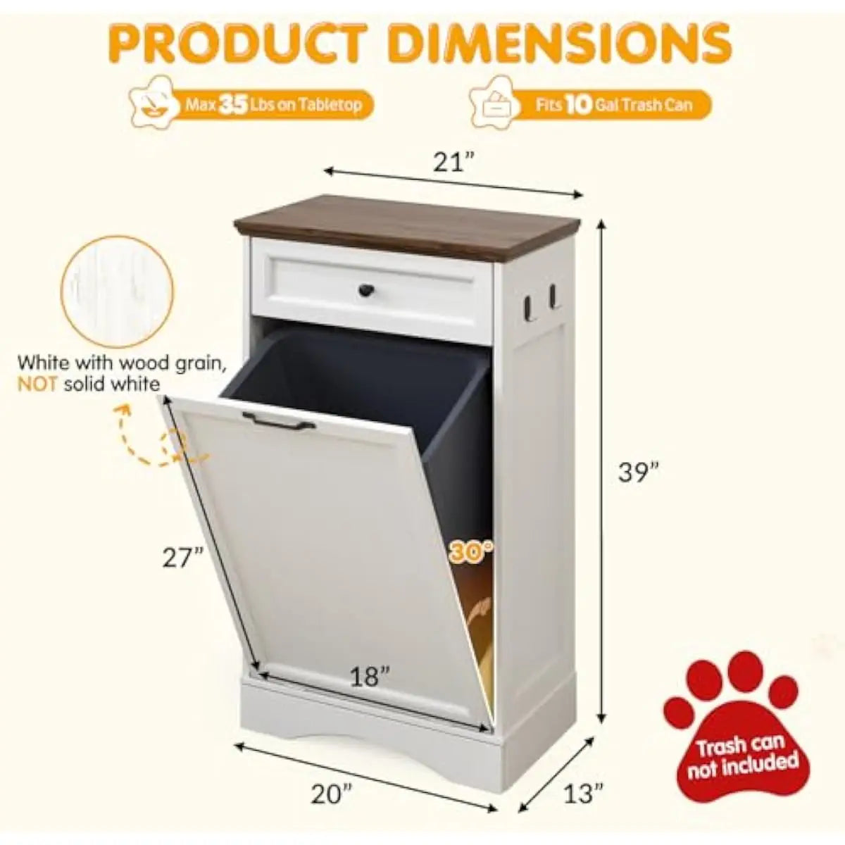 Modern Pet Feeding Station With Waste Bin And Storage Drawer