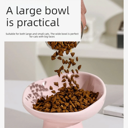 Flower Shape Ceramic Elevated Cat And Dog Feeding Bowl