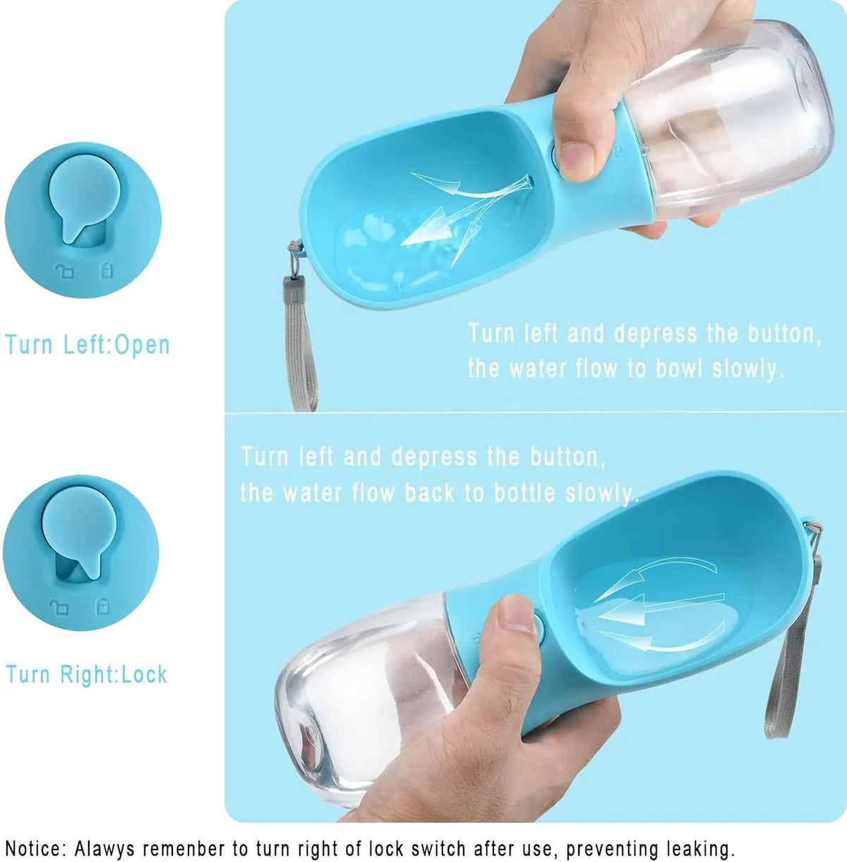 Portable Dog Water Bottle With Food Container For Travel