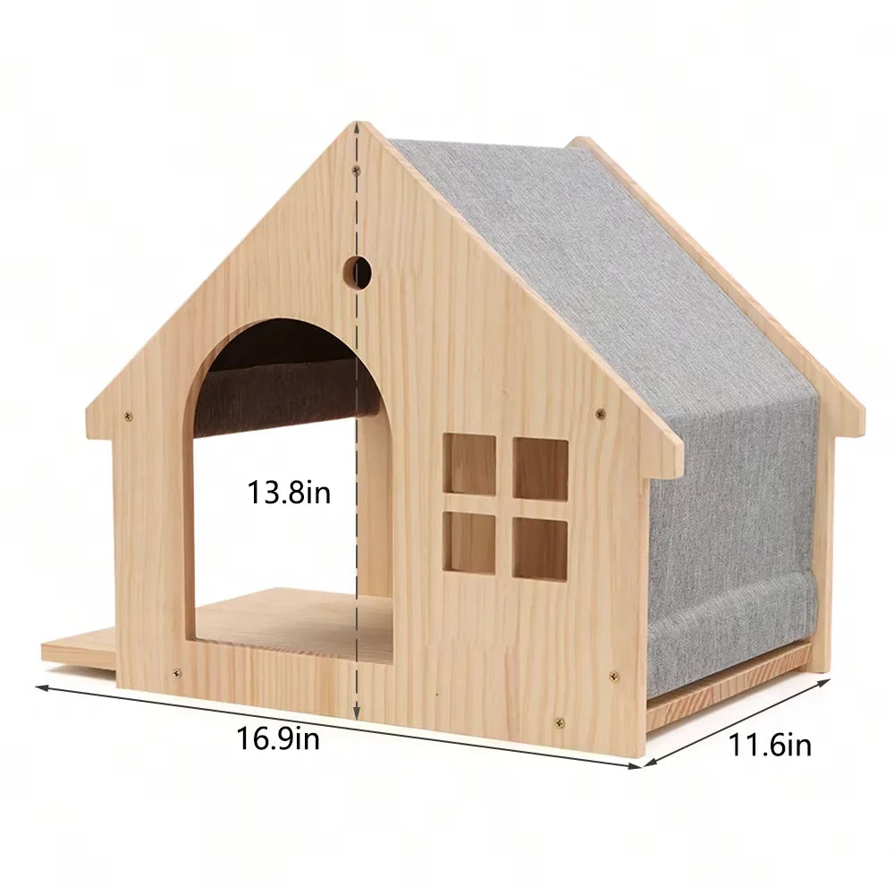 CWV Wooden Wall Mounted Cat Villa With Sleeping Platform