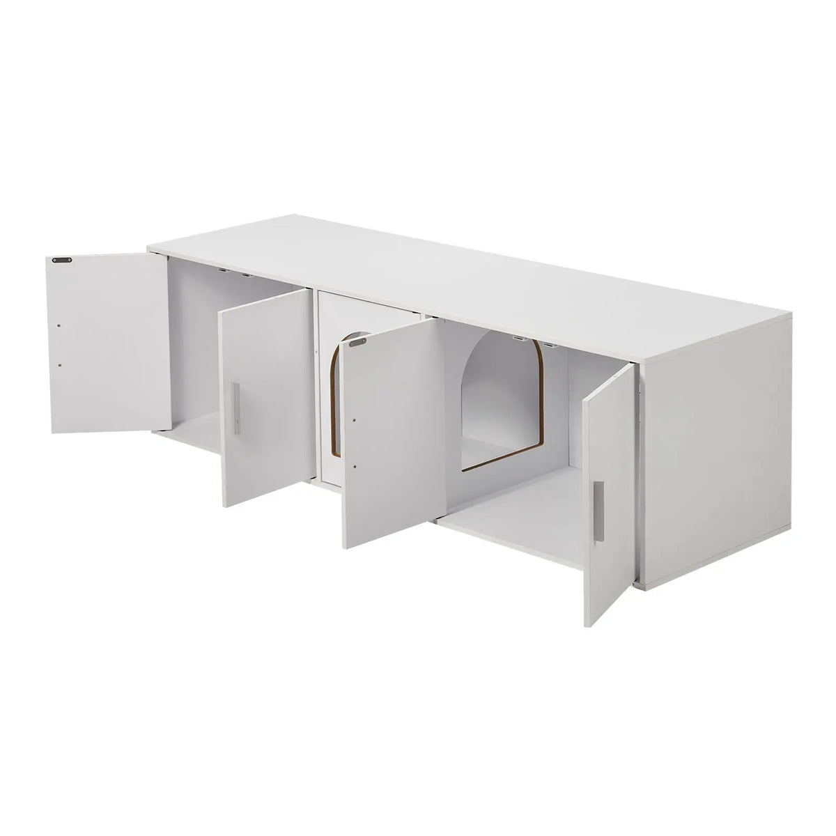 Modern Hidden Cat Litter Box Enclosure With Dual Chamber Design