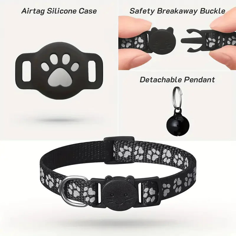 Reflective AirTag Cat Collar With Quick Release Buckle For Cats