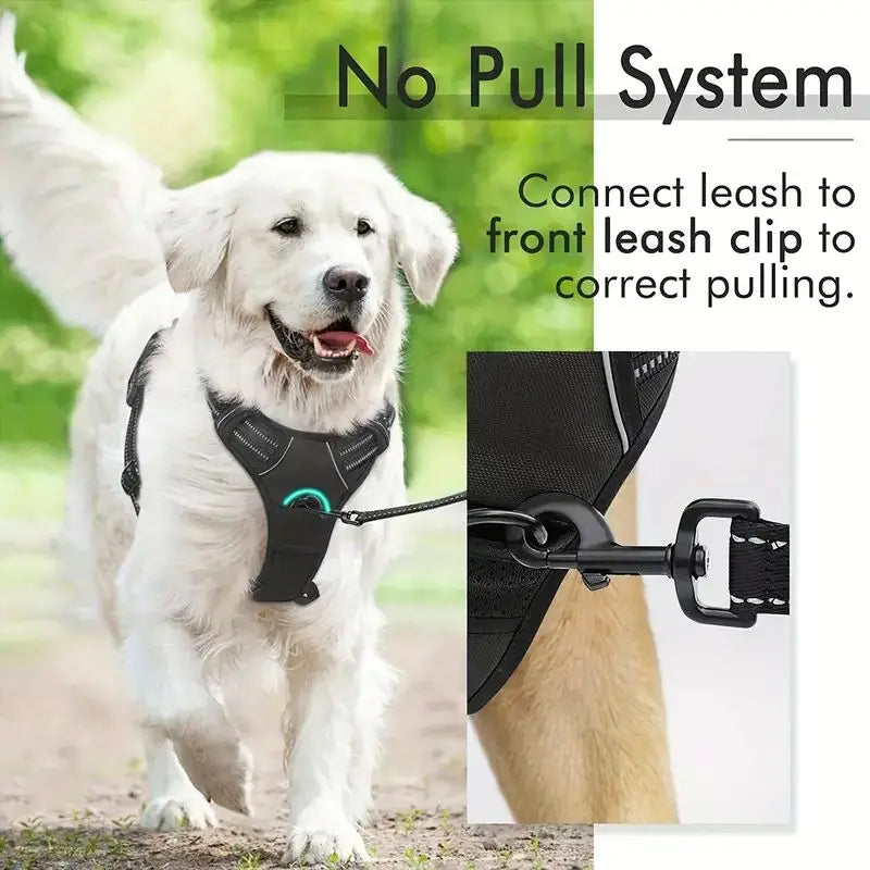JTPAWS Reflective Service Dog Harness With Front Clip Handle