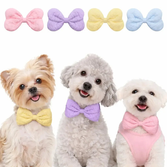 Quilted Leather Pet Bow Tie Set For Dogs And Cats