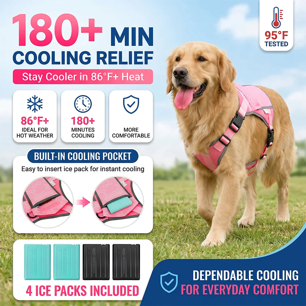 Breathable Dog Cooling Vest With Replaceable Cooling Packs