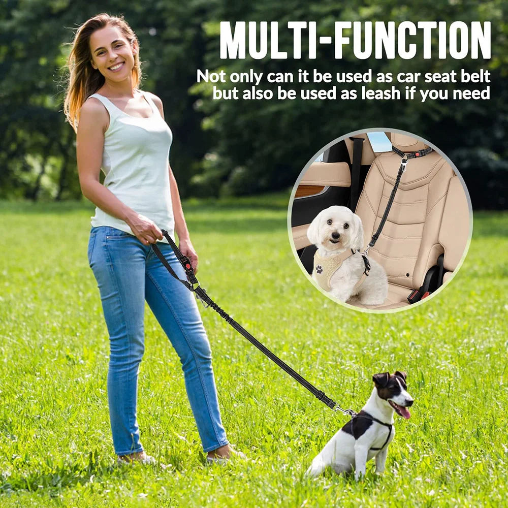 Adjustable Reflective Nylon Pet Car Safety Seat Belt And Leash