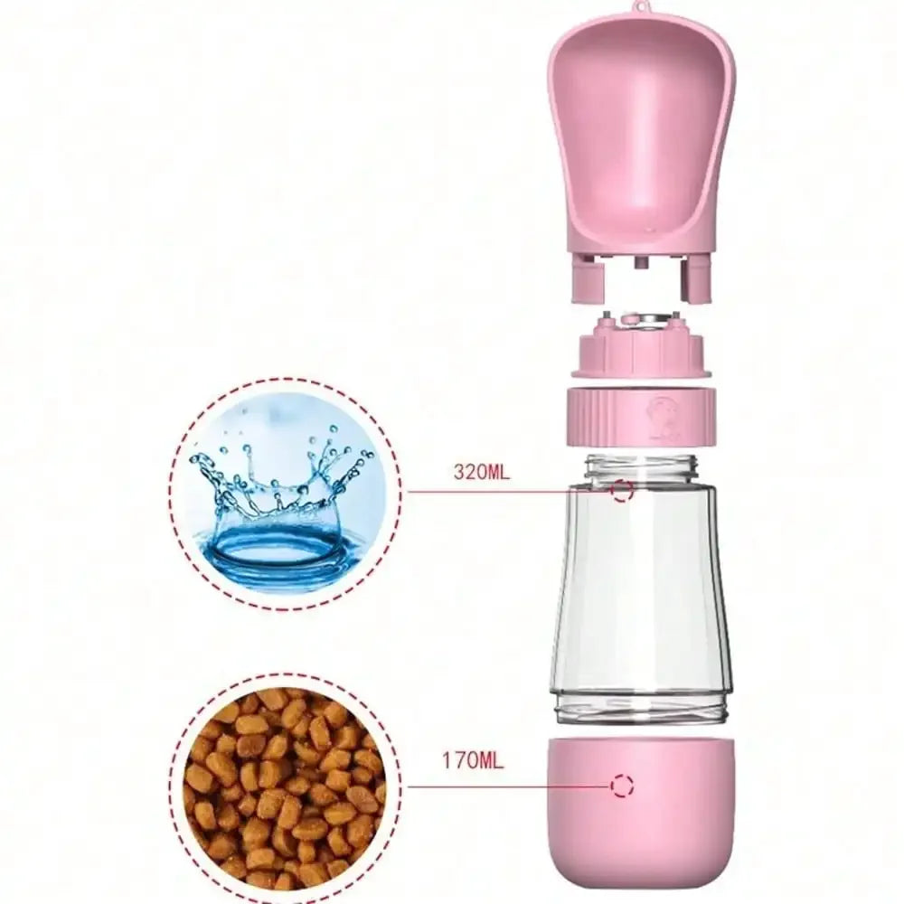 Portable 2 In 1 Dog Water Bottle With Food Container