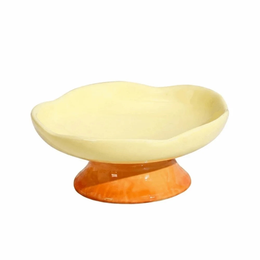 Flower Shape Ceramic Elevated Cat And Dog Feeding Bowl