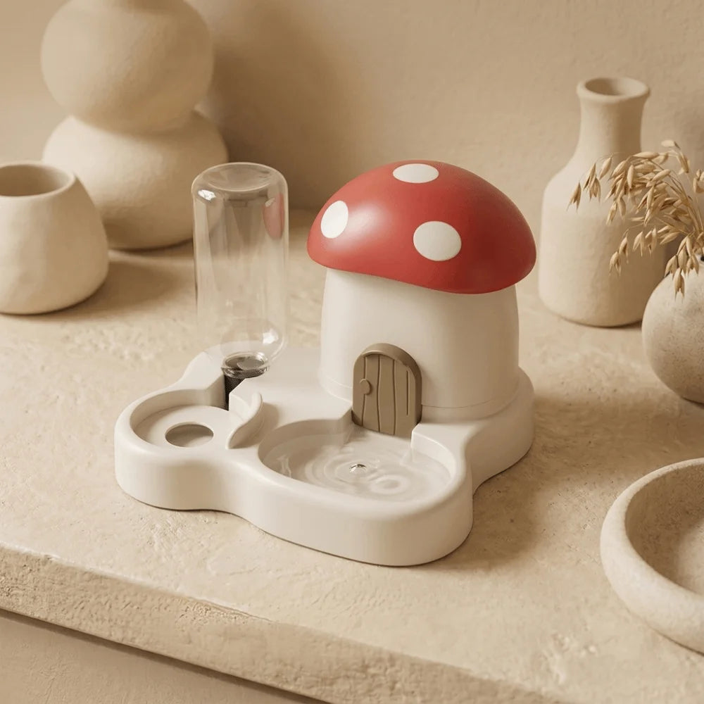 2 In 1 Mushroom Cat Automatic Feeder Combined Water Dispenser
