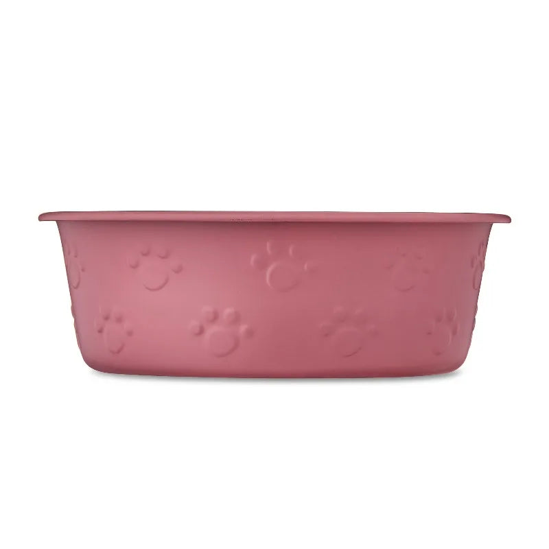 Premium Stainless Steel Dog Bowl Featuring Embossed Paw Designs