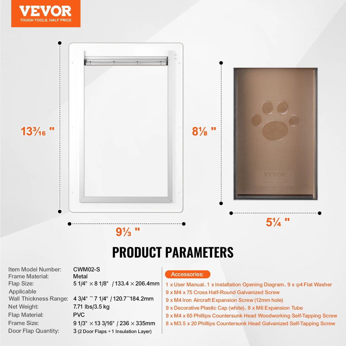 Professional Metal Pet Door With Three Flap System And Weatherproof Design